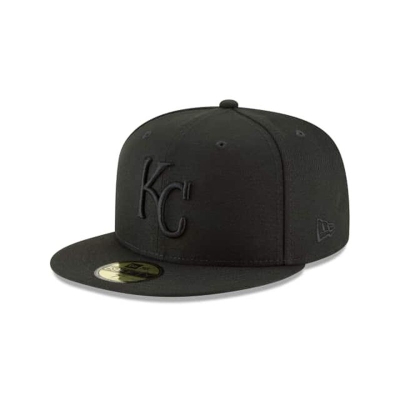 Black Kansas City Royals Hat - New Era MLB Blackout Basic 59FIFTY Fitted Caps USA0143957